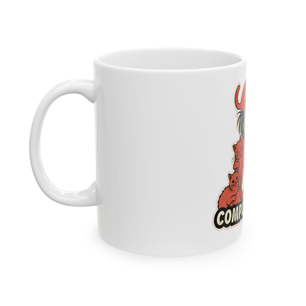 Crazy Cat Lady Coffee Obsessive Mug | Funny Cat Mom Gift | Bold Vintage Cartoon