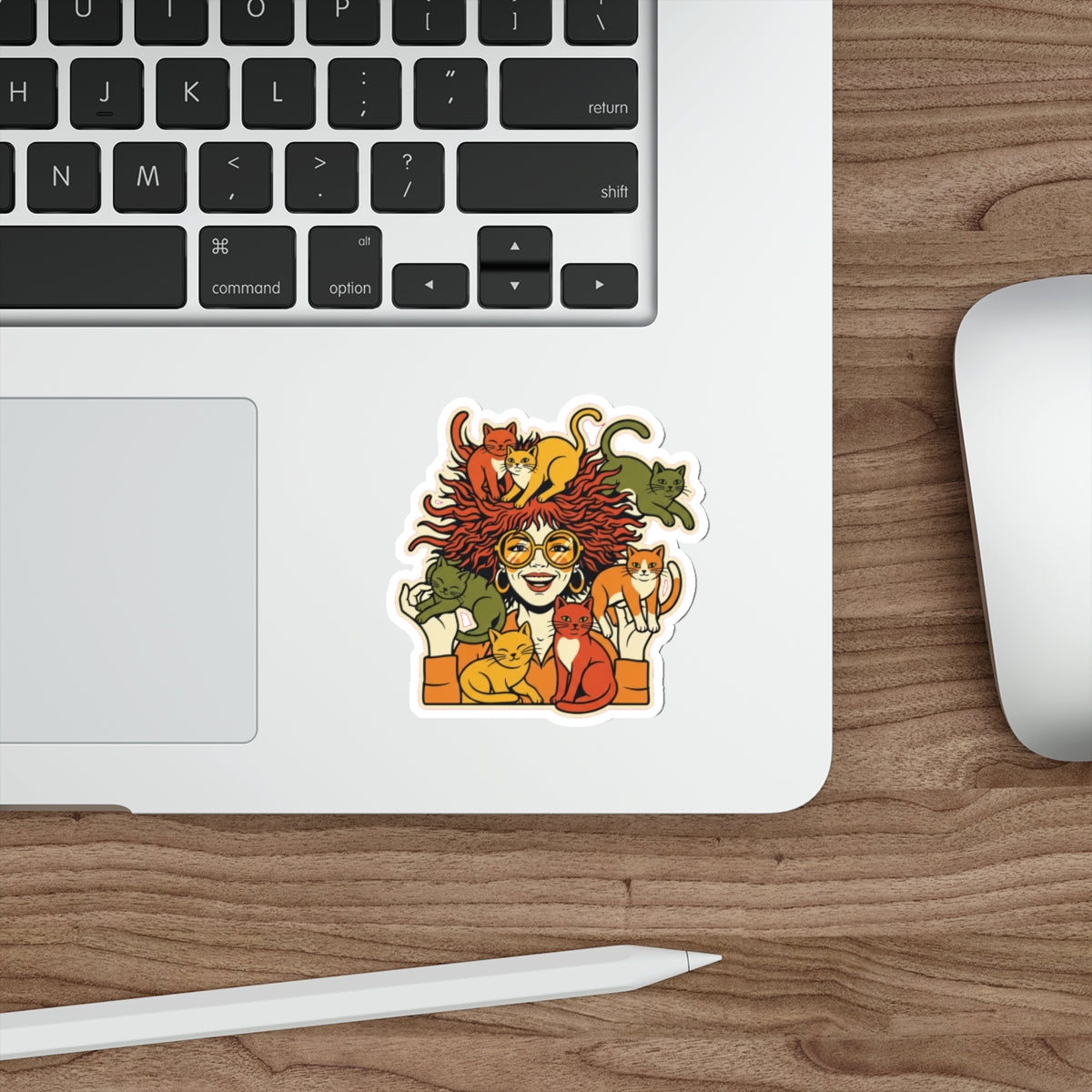 Crazy Cat Lady Vinyl Sticker | Funny 70s Retro Cat Mom Decal