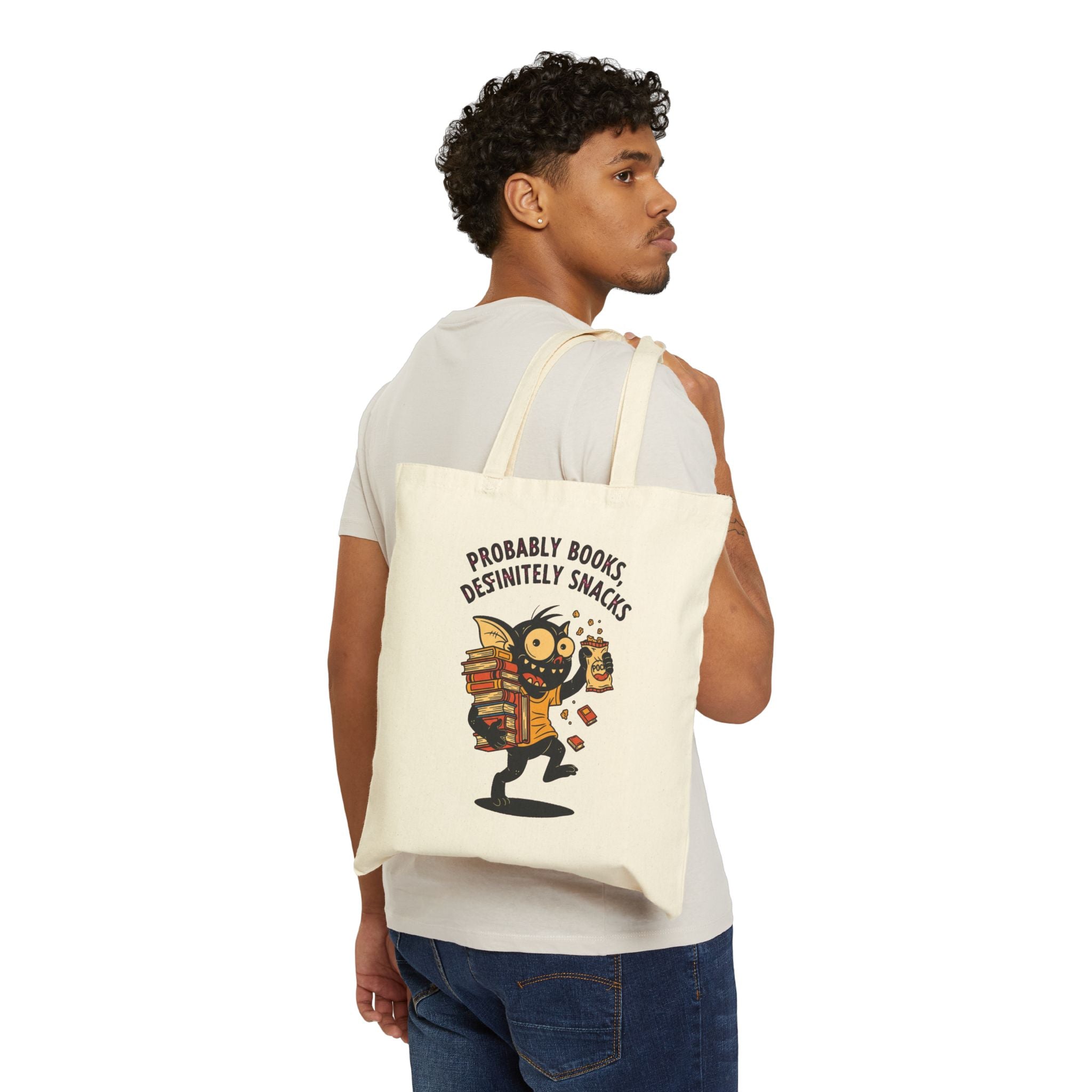 Bookworm Snack Goblin Tote Bag - Funny Book Lover Gift for Chaotic Readers