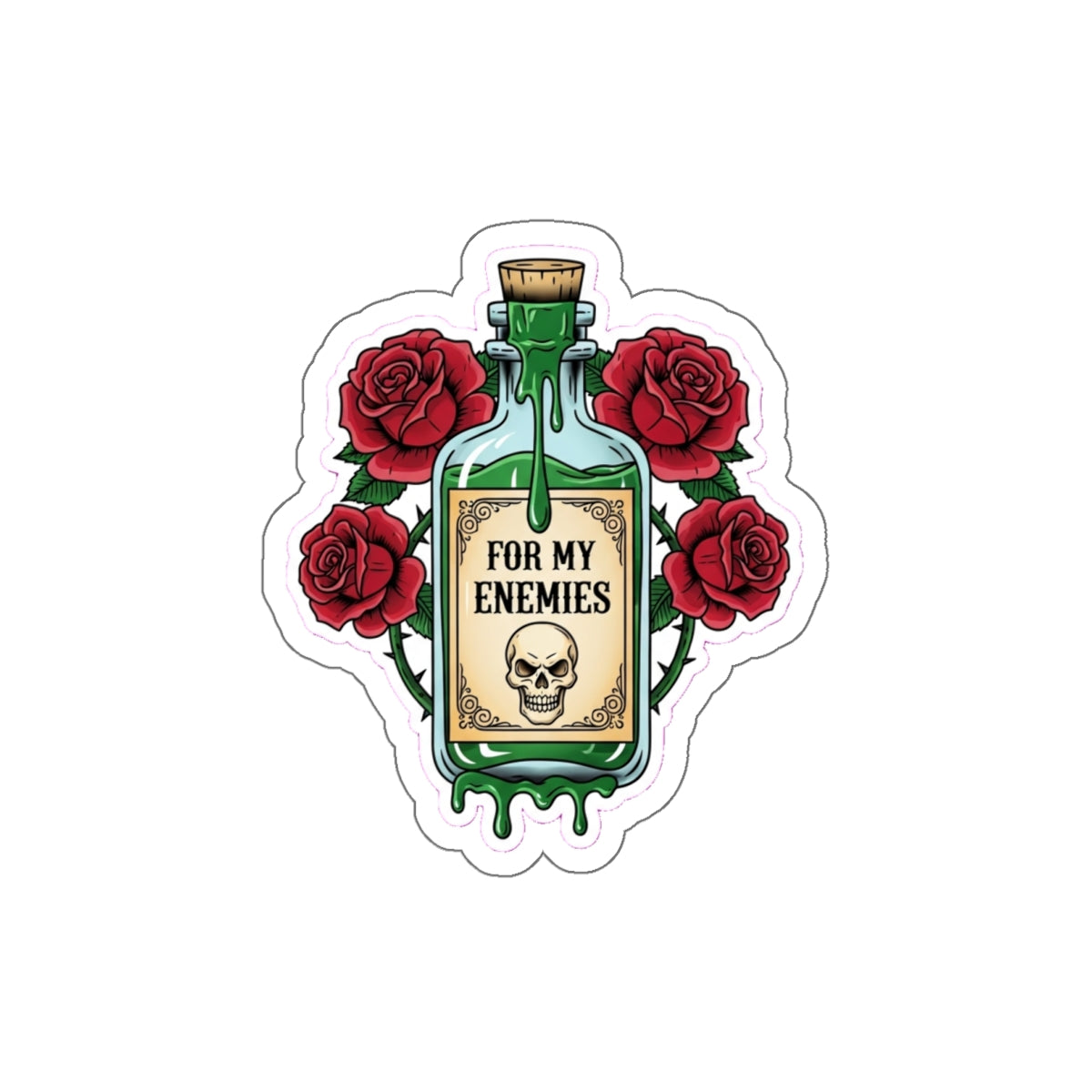 True Crime Junkie Sticker | Poison Bottle 'For My Enemies' Die-Cut Decal
