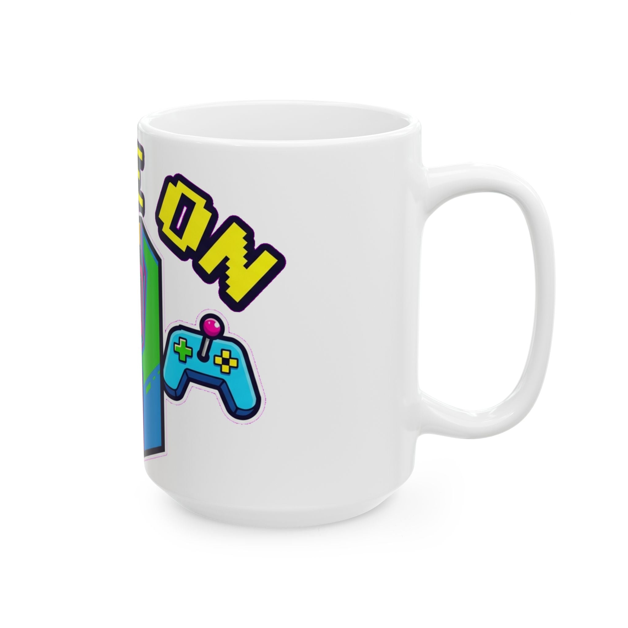 Retro Arcade Cabinet Neon Pixel Art Ceramic Mug | Gamer Coffee Cup