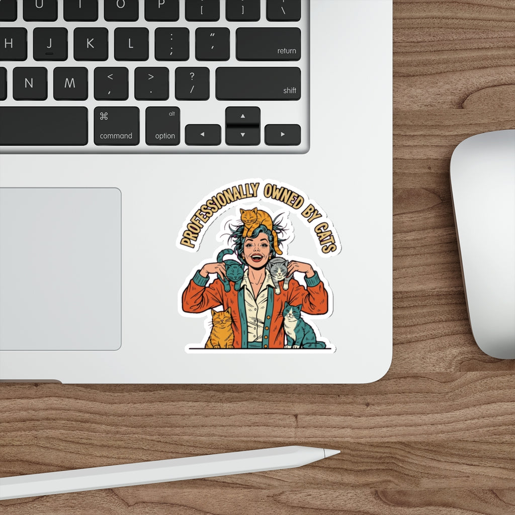 Crazy Cat Lady Sticker | Vintage Retro Cat Mom Vinyl Decal | Funny Cat Lover Gift