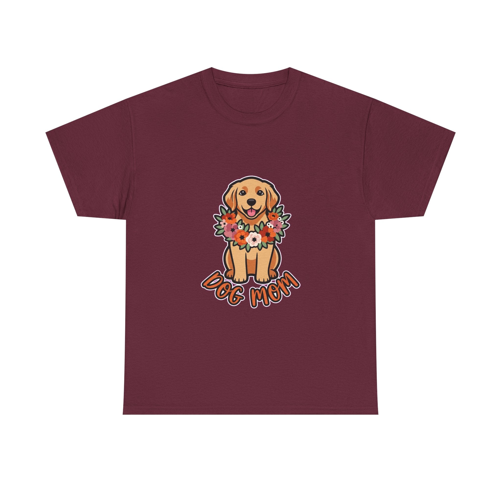 Dog Mom T-Shirt | Golden Retriever Floral Wreath Unisex Tee