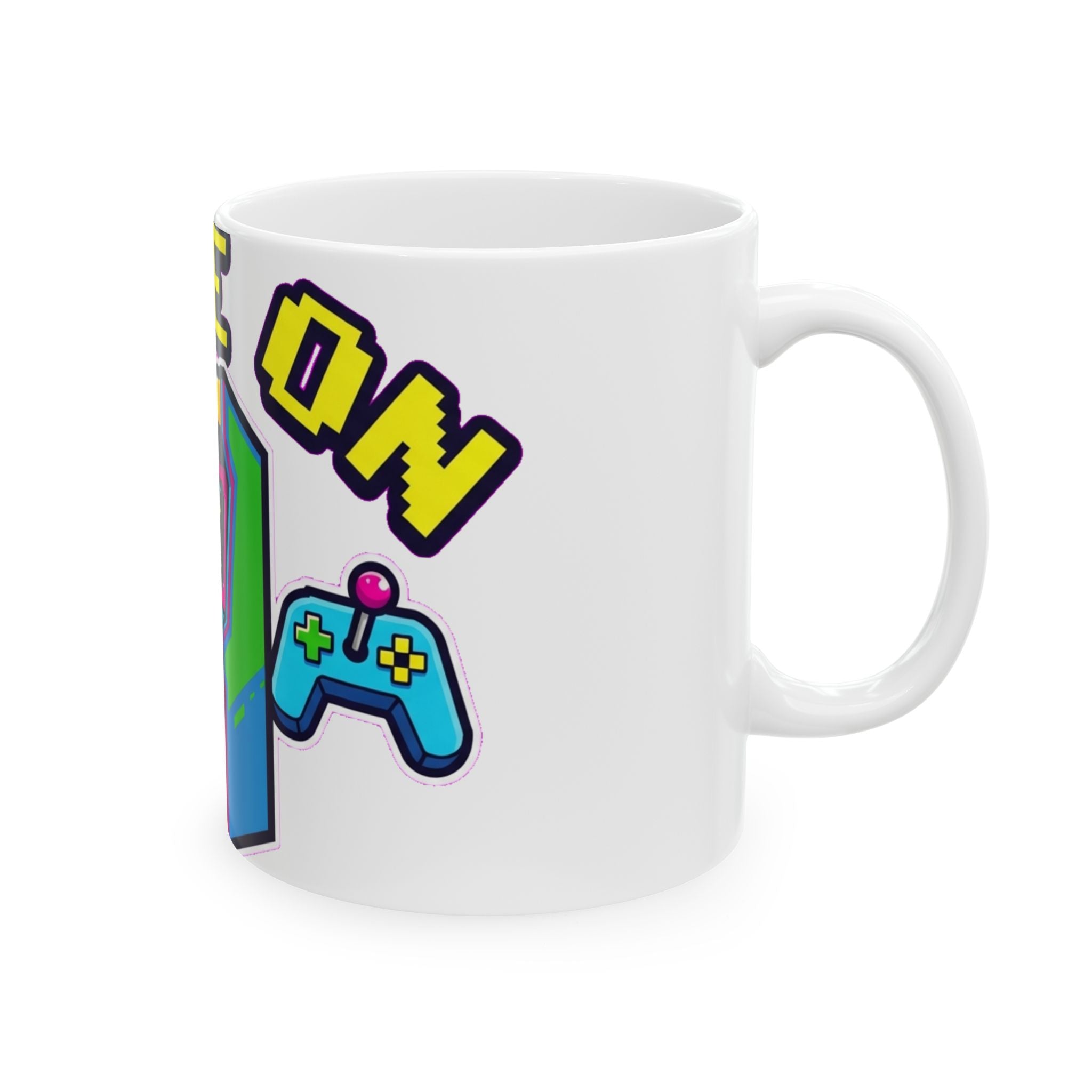Retro Arcade Cabinet Neon Pixel Art Ceramic Mug | Gamer Coffee Cup