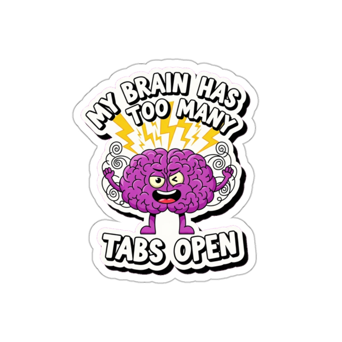 Frazzled Brain ADHD Sticker | Neurodiversity Humor Die-Cut Decal