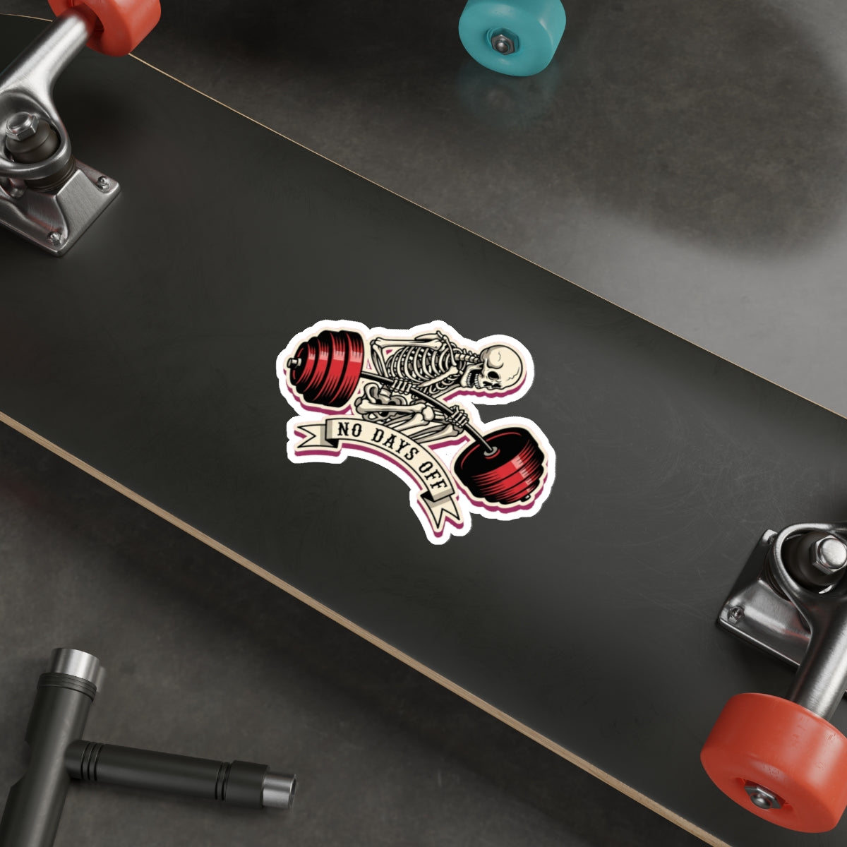 Skeleton Deadlift Sticker | Vintage Tattoo Flash Gym Rat Decal