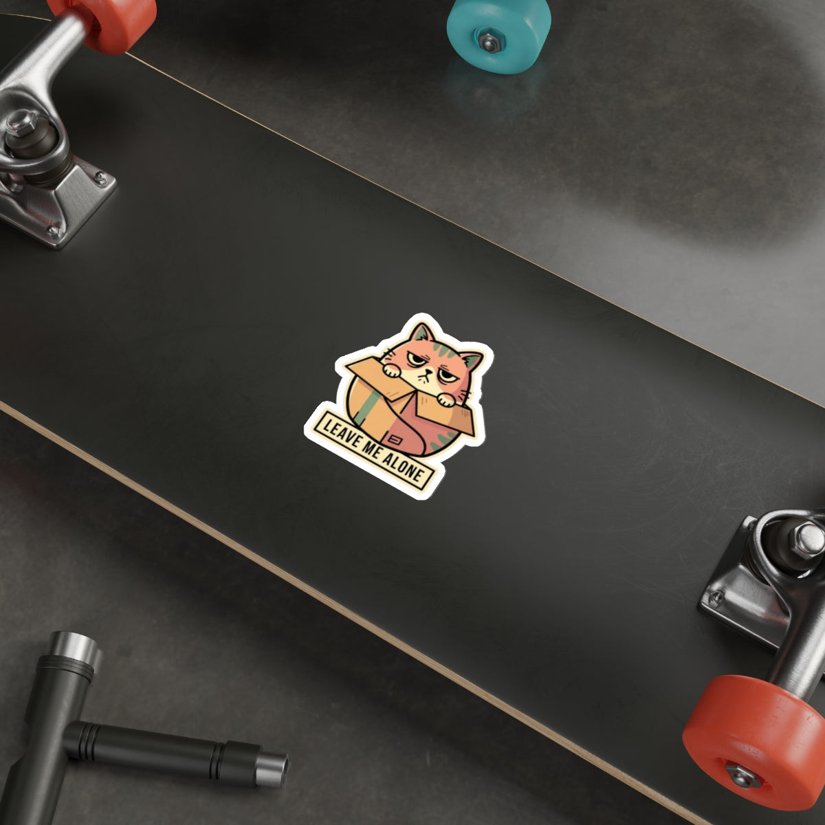 Introverted Cat Person Sticker - Grumpy Box Cat Decal for Laptop