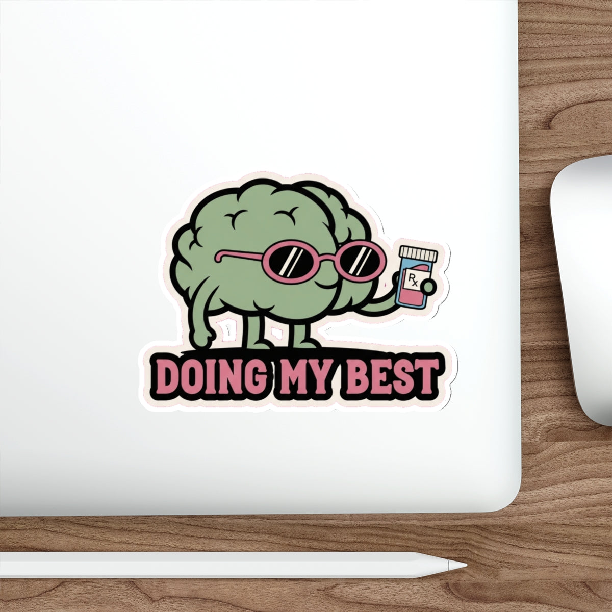 Brain in Sunglasses Mental Health Sticker | Anxiety Dark Humor Die-Cut Decal