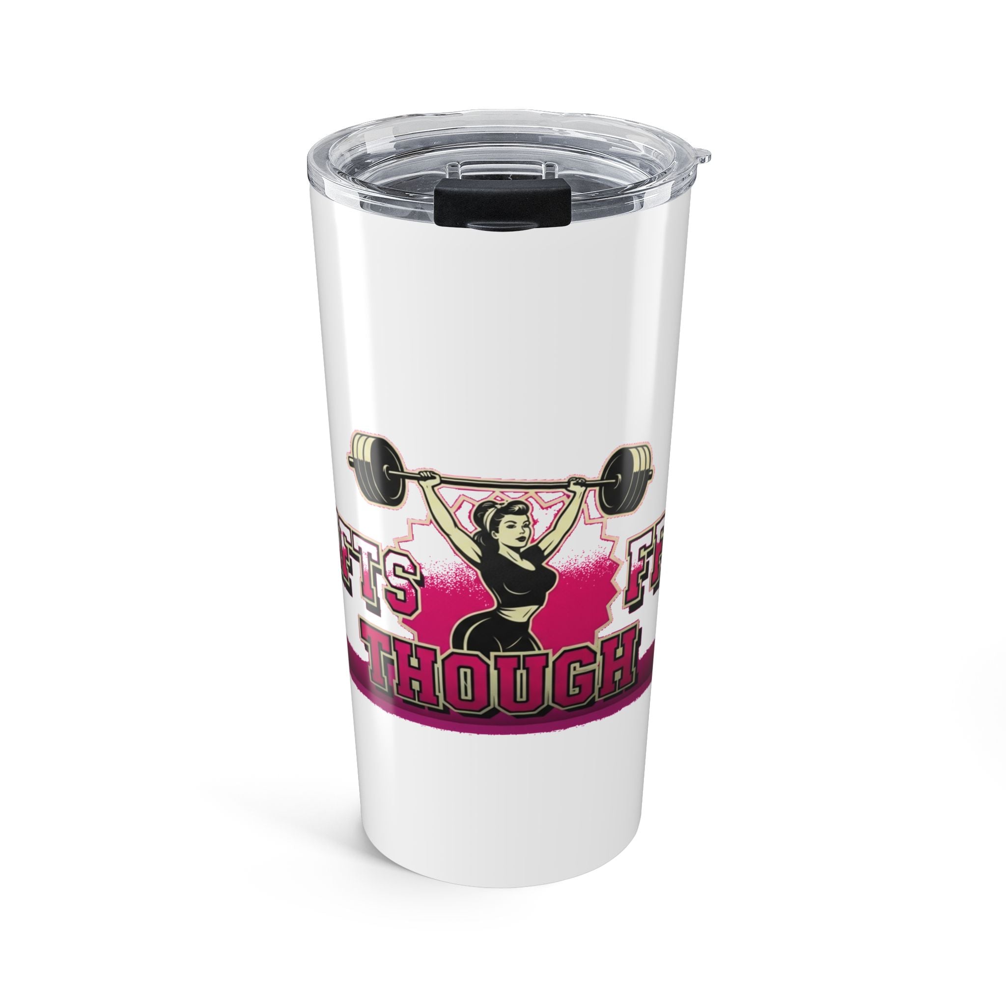 Funny Gym Girl Tumbler | Retro Pinup Weightlifting Women Sarcasm Coffee Cup