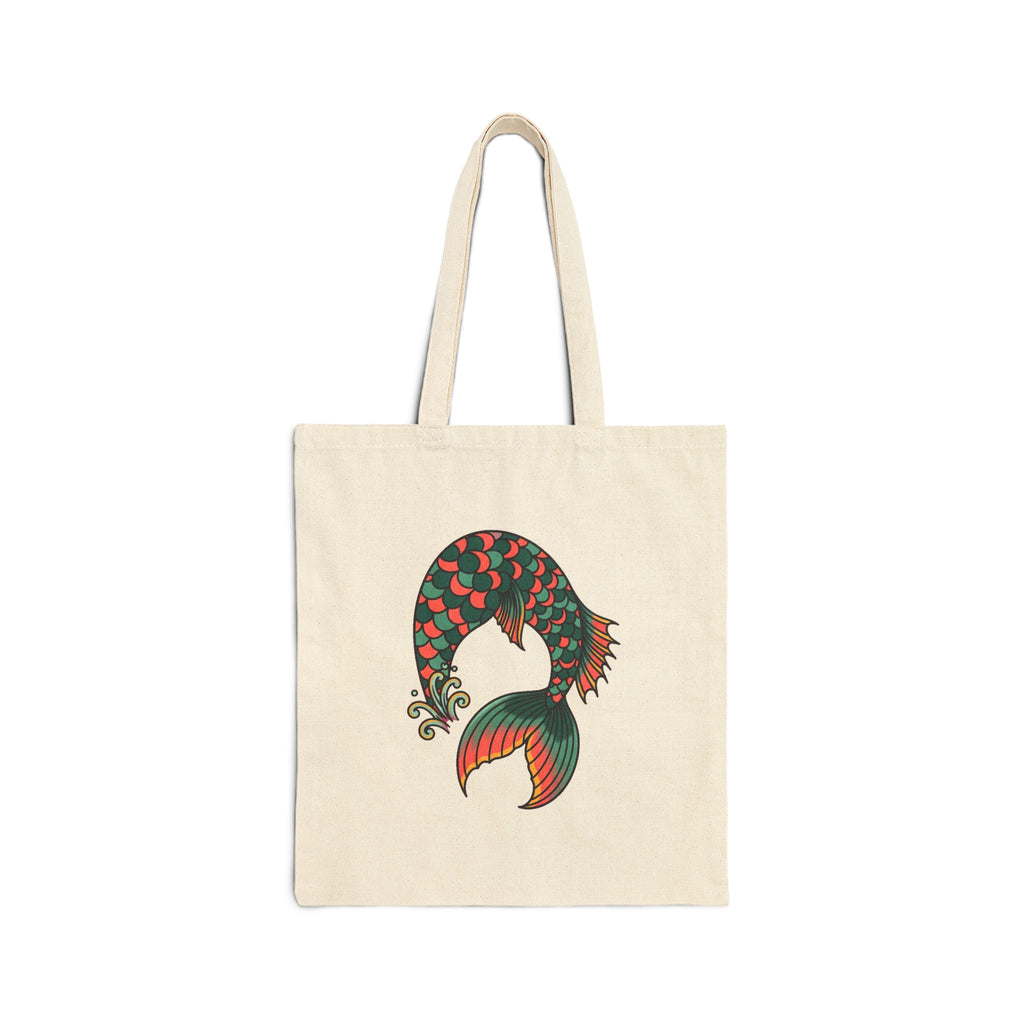 Mermaid Tote Bag | Vintage Tattoo Ocean Life Beach Bag for Women