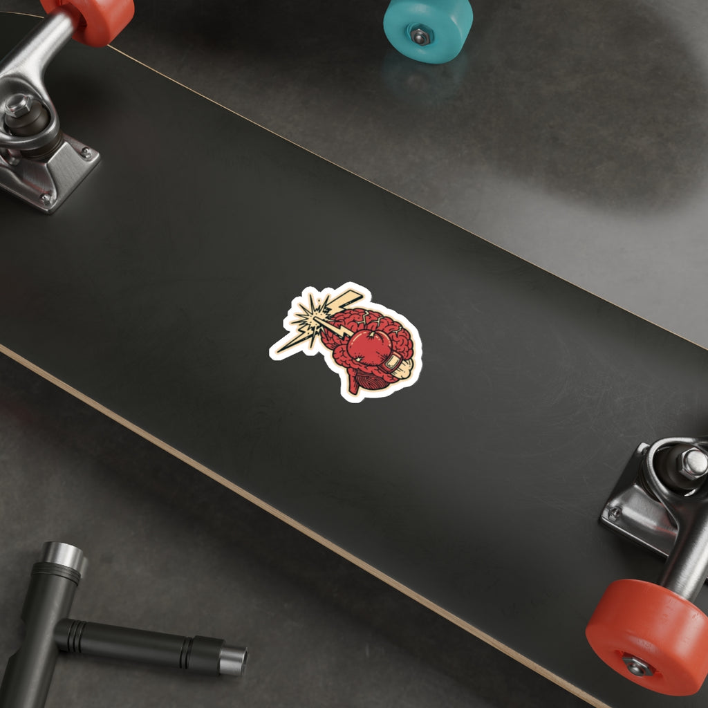 Mental Health Warrior Brain Boxing Glove Die-Cut Sticker | Dark Humor Anxiety Decal