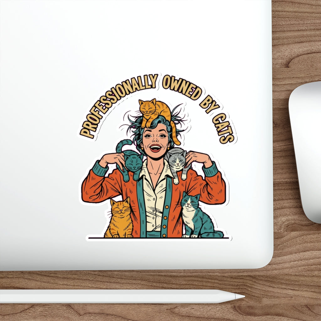 Crazy Cat Lady Sticker | Vintage Retro Cat Mom Vinyl Decal | Funny Cat Lover Gift