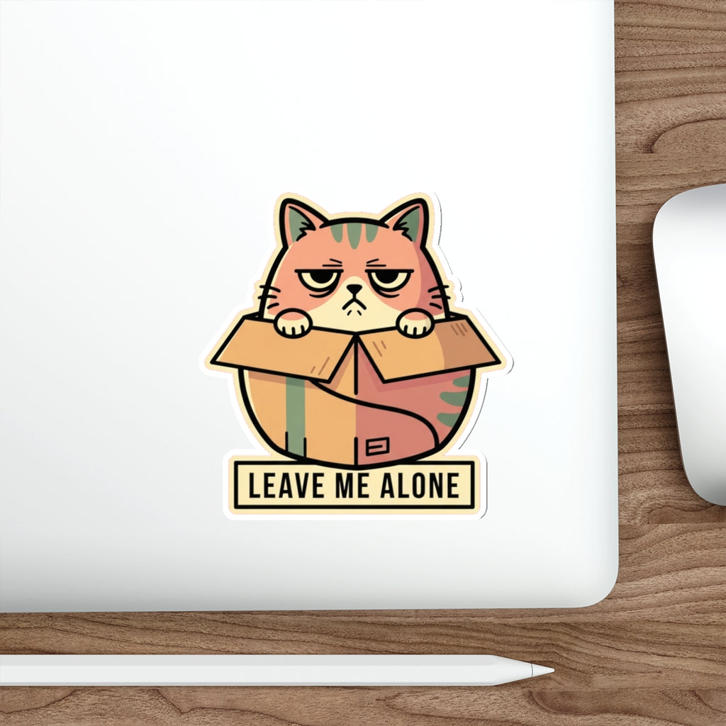 Introverted Cat Person Sticker - Grumpy Box Cat Decal for Laptop