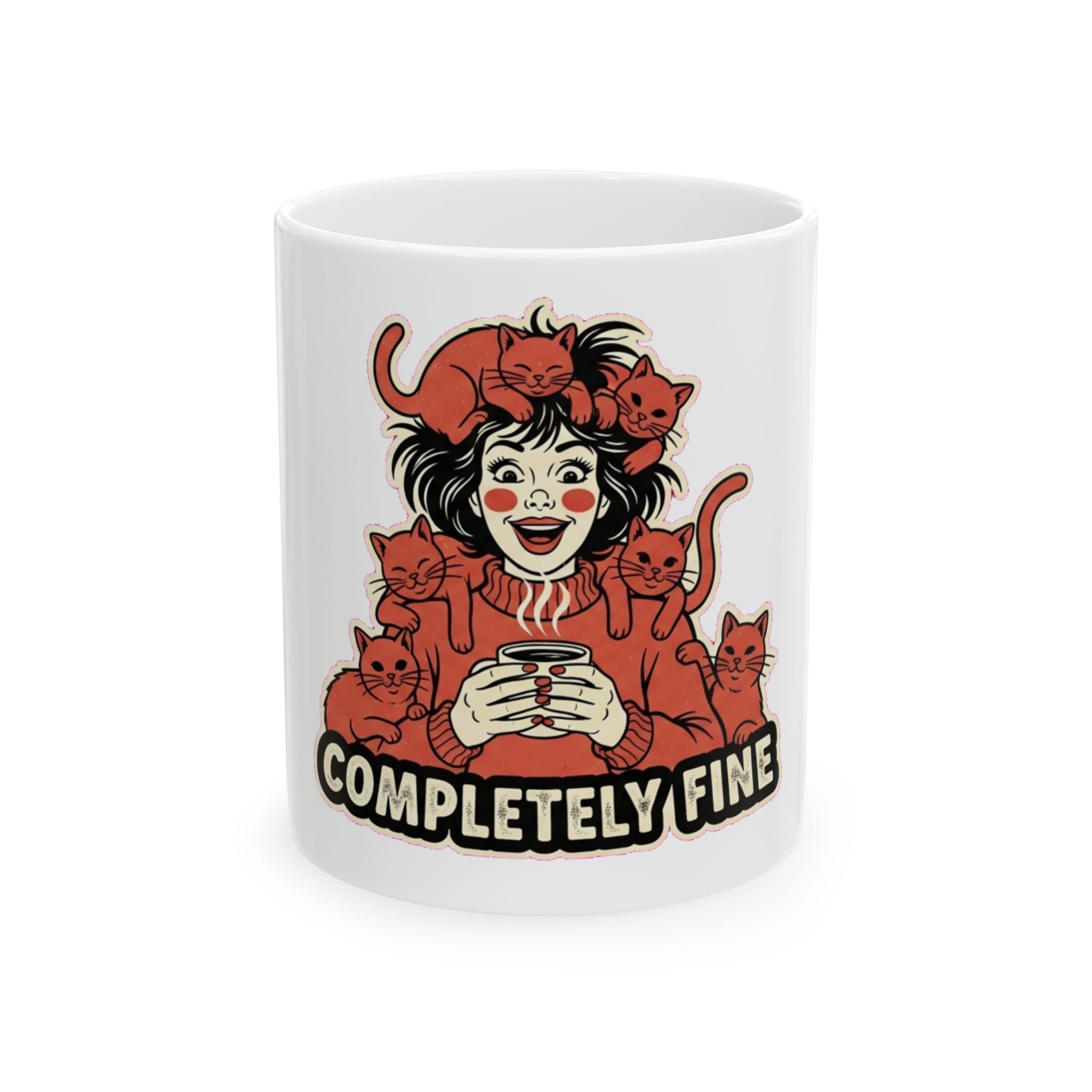 Crazy Cat Lady Coffee Obsessive Mug | Funny Cat Mom Gift | Bold Vintage Cartoon