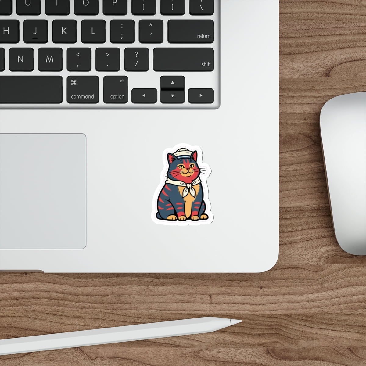 Sailor Cat Lady Die-Cut Sticker | Retro Nautical Cat Laptop Sticker