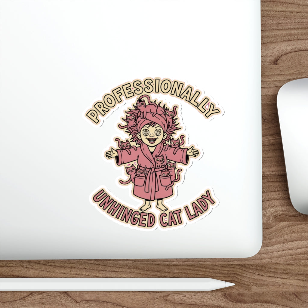 Crazy Cat Lady Sticker | Funny Cat Mom Die-Cut Decal | Dark Humor Gift