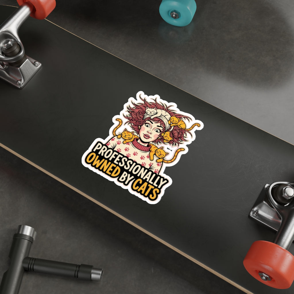 Crazy Cat Lady Sticker | Funny Retro Comic Cat Mom Laptop Decal