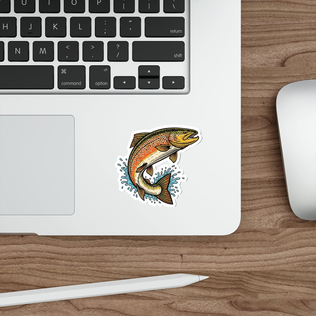 Fly Fishing Trout Sticker | Vintage Brown Trout Vinyl Decal for Anglers