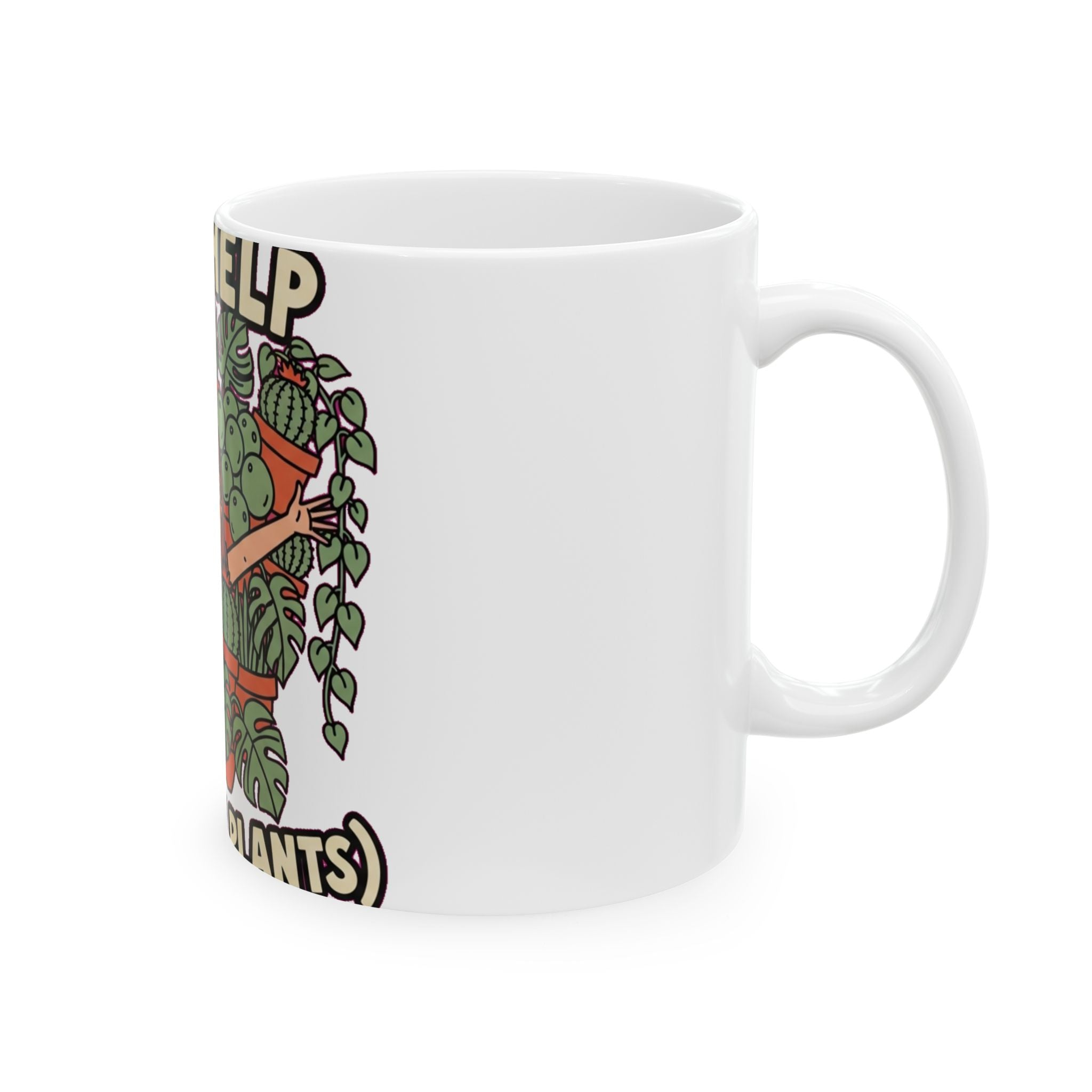 Funny Plant Mom Mug - Crazy Plant Lady Coffee Cup with Folk Art Design