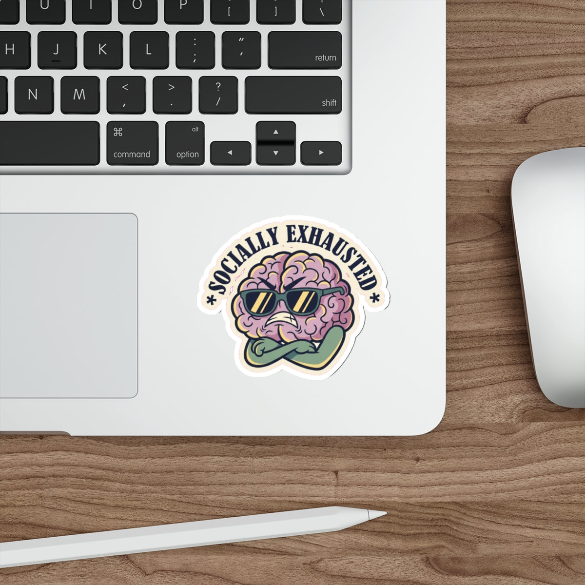 Grumpy Brain Die-Cut Sticker | Mental Health Dark Humor Introvert Decal