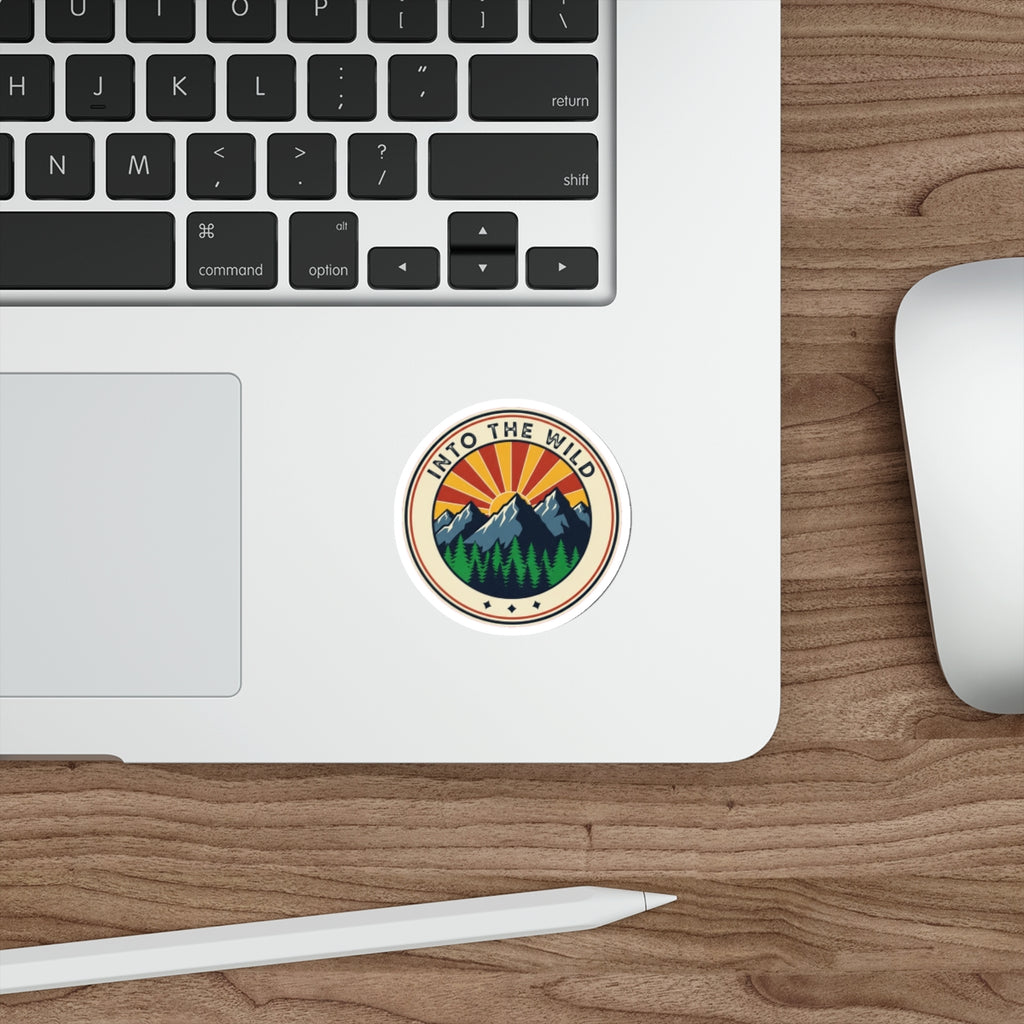 Retro National Park Hiking Sticker | Vintage Mountain Pine Trees Die-Cut