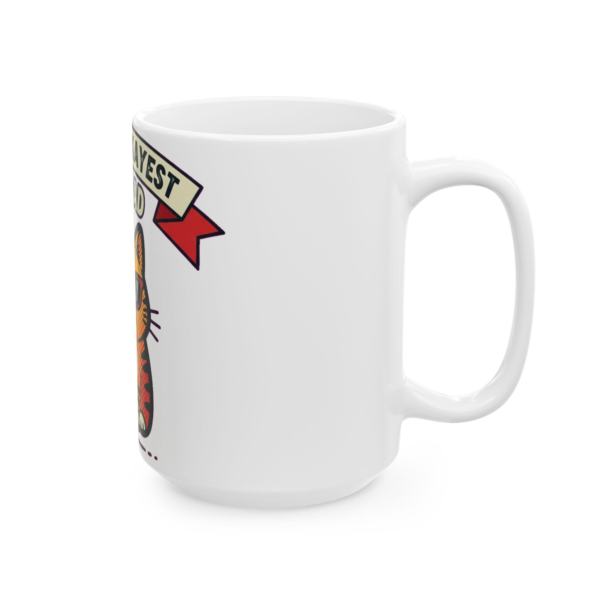 Cat Dad Retro Mug - Funny 1970s Tabby Coffee Cup for Cat Lovers