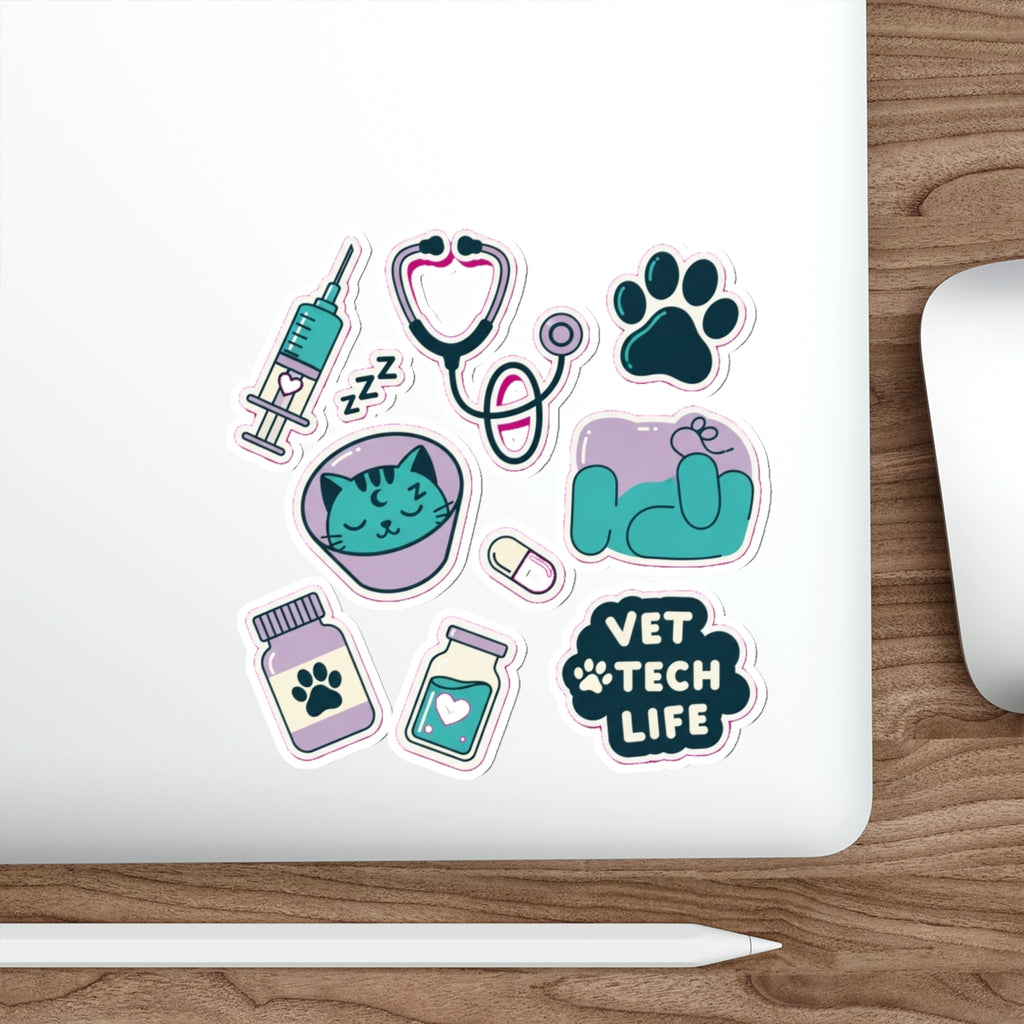 Vet Tech Sticker Pack | Kawaii Veterinary Professional Die-Cut Stickers