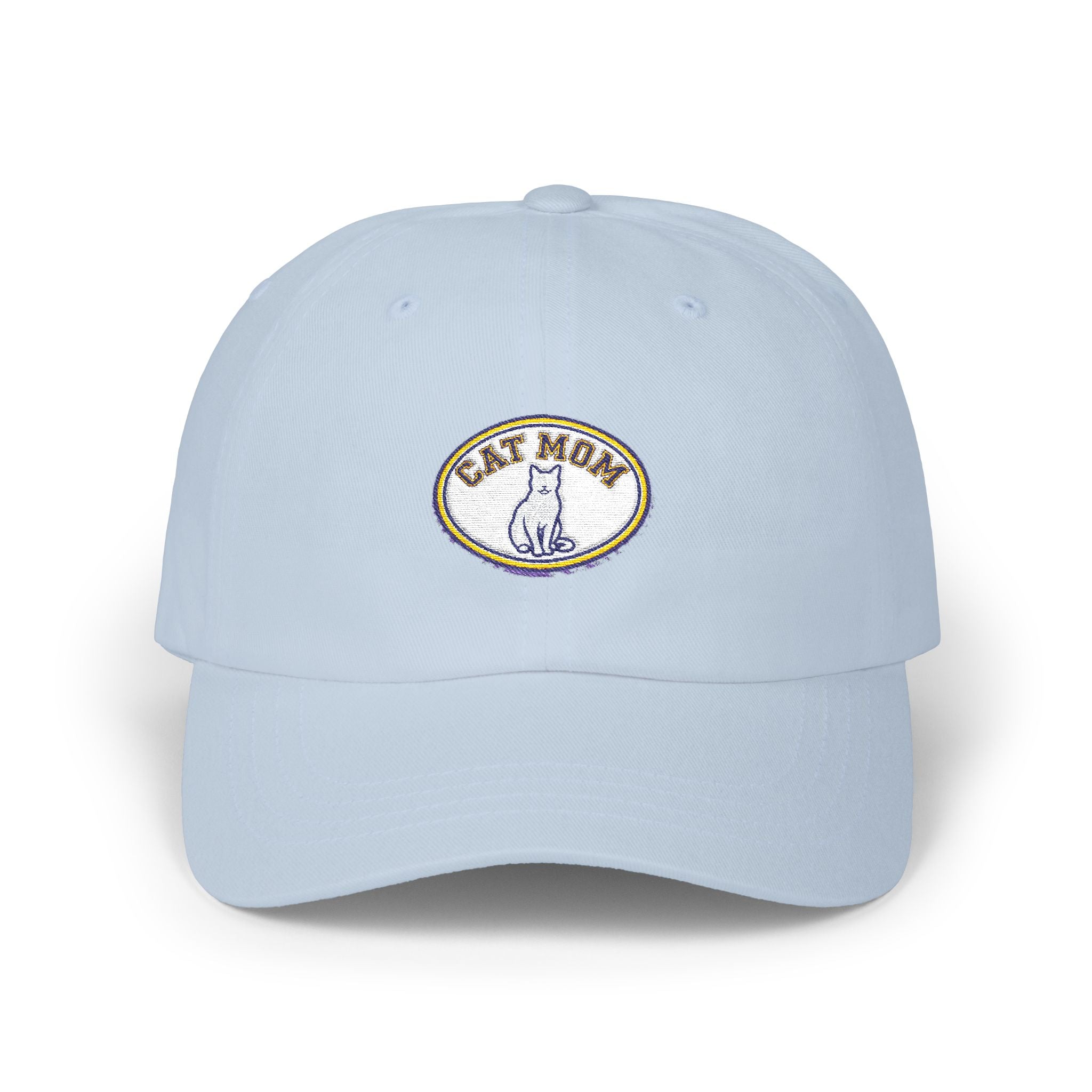 Cat Mom Embroidered Dad Cap - Magenta Baseball Hat for Cat Lovers