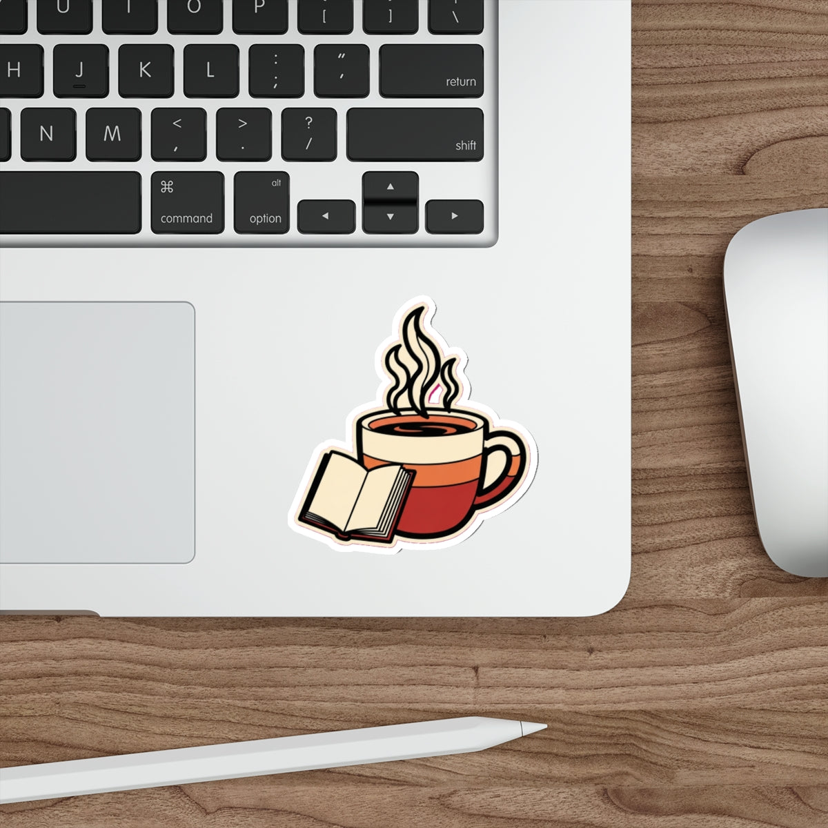 Bookish Coffee Lover Sticker | Retro Books and Coffee Decal for Water Bottle
