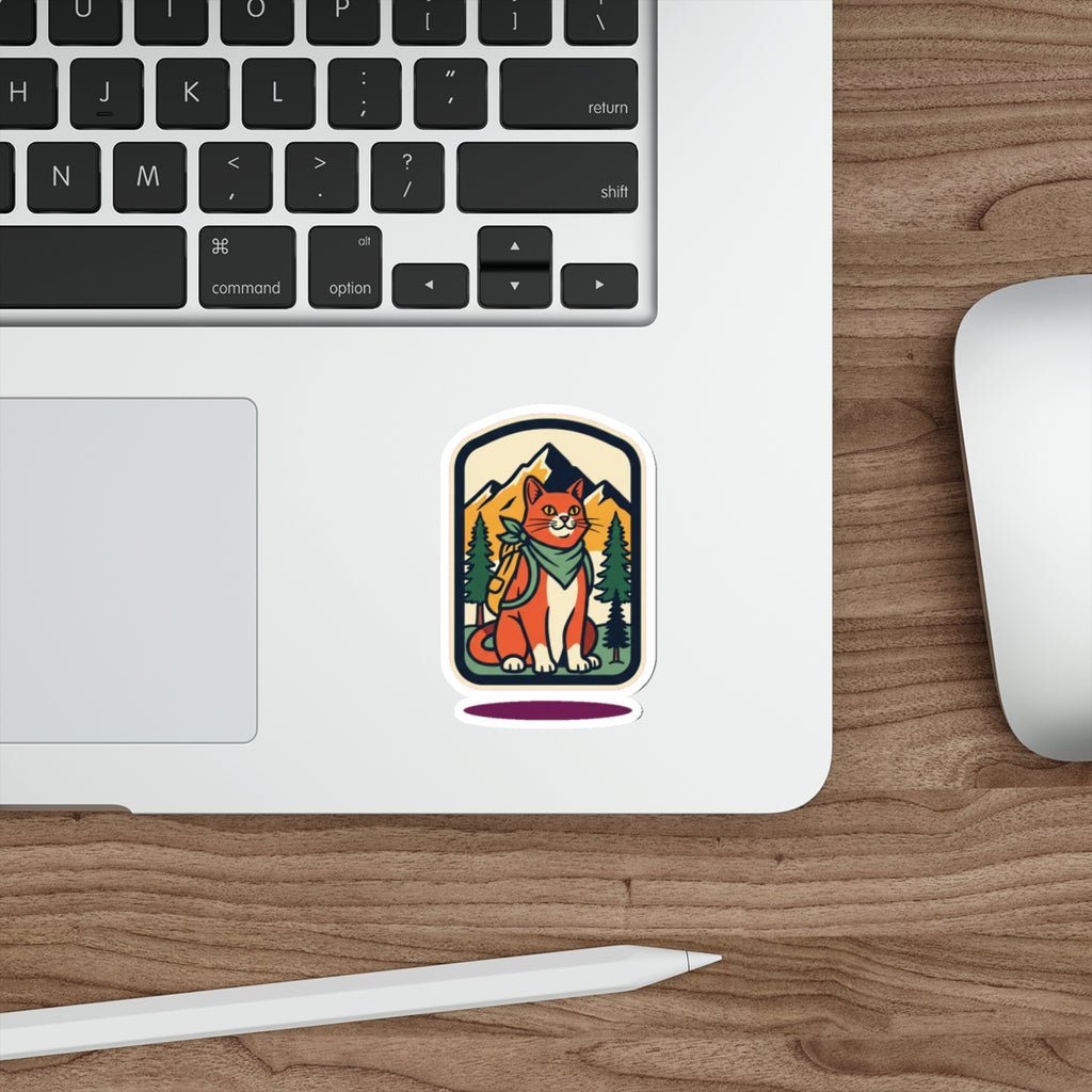 Adventure Cat Die-Cut Vinyl Sticker | Hiking Camping Outdoor Cat Decal