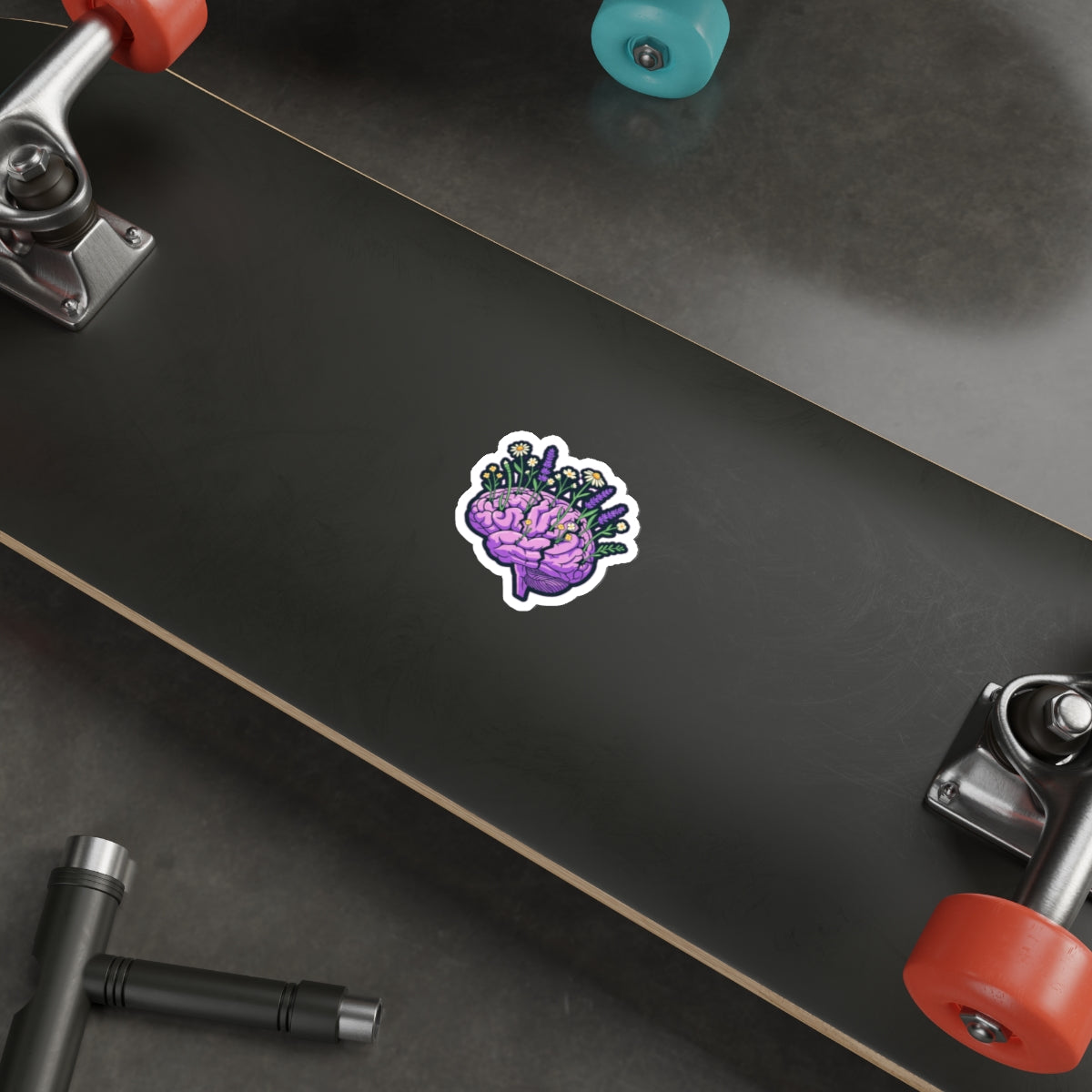 Mental Health Awareness Sticker | Brain with Wildflowers | End the Stigma Decal