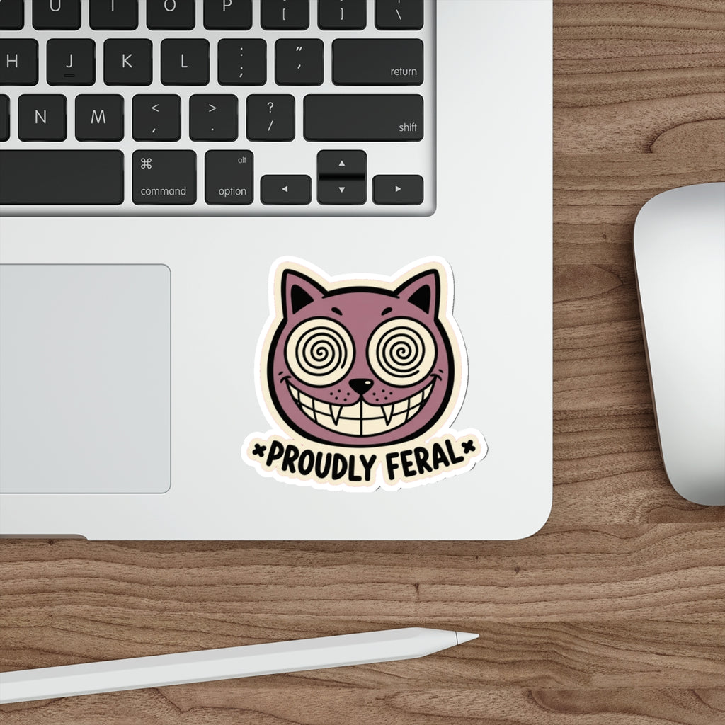 Crazy Cat Lady Die-Cut Sticker | Retro Hypnotic Cat Face Vinyl Decal