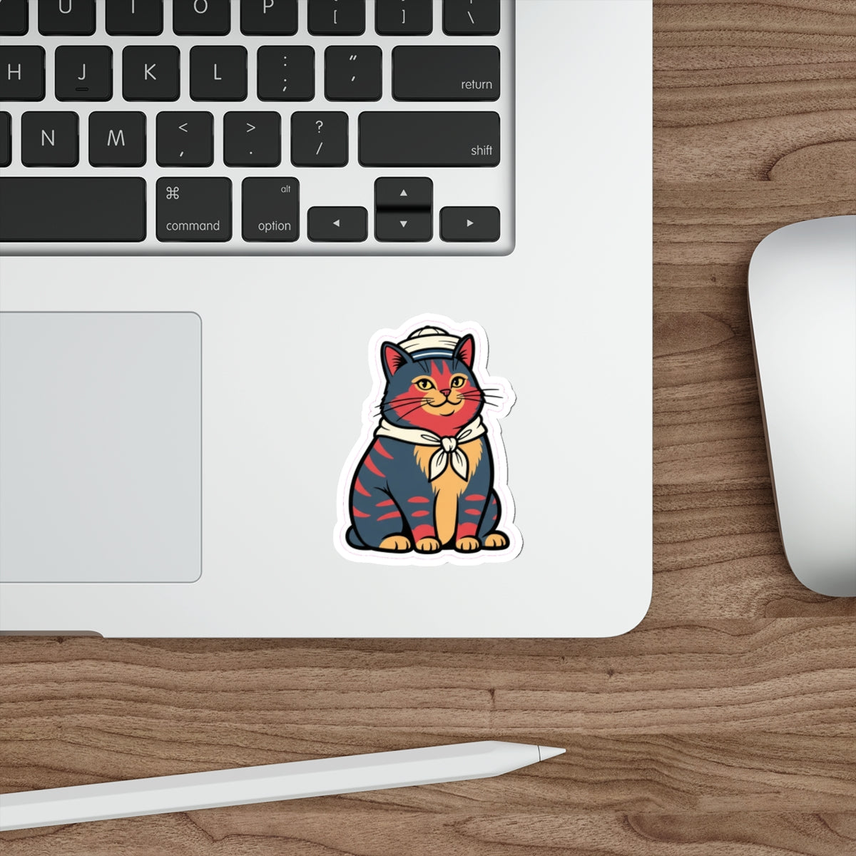 Sailor Cat Lady Die-Cut Sticker | Retro Nautical Cat Laptop Sticker