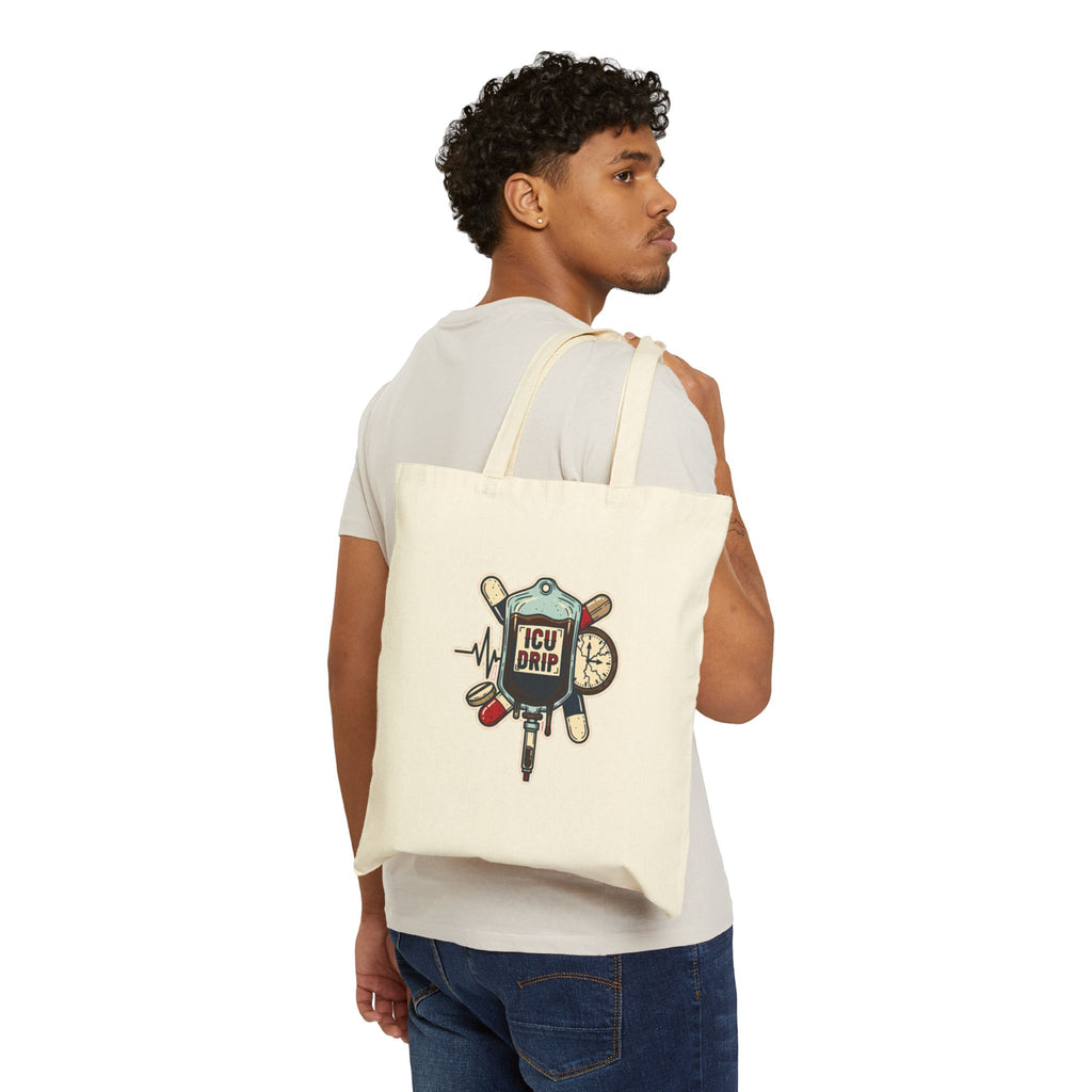 ICU Nurse Tote Bag | Funny Nurse Gift | Dark Humor Coffee IV Drip Design