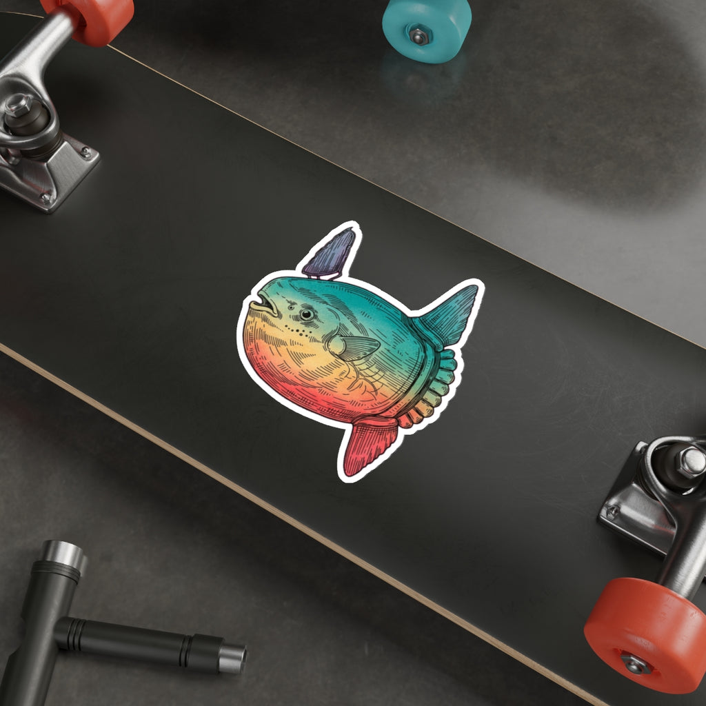 Mola Mola Ocean Sunfish Die-Cut Sticker | Vintage Marine Biology Art