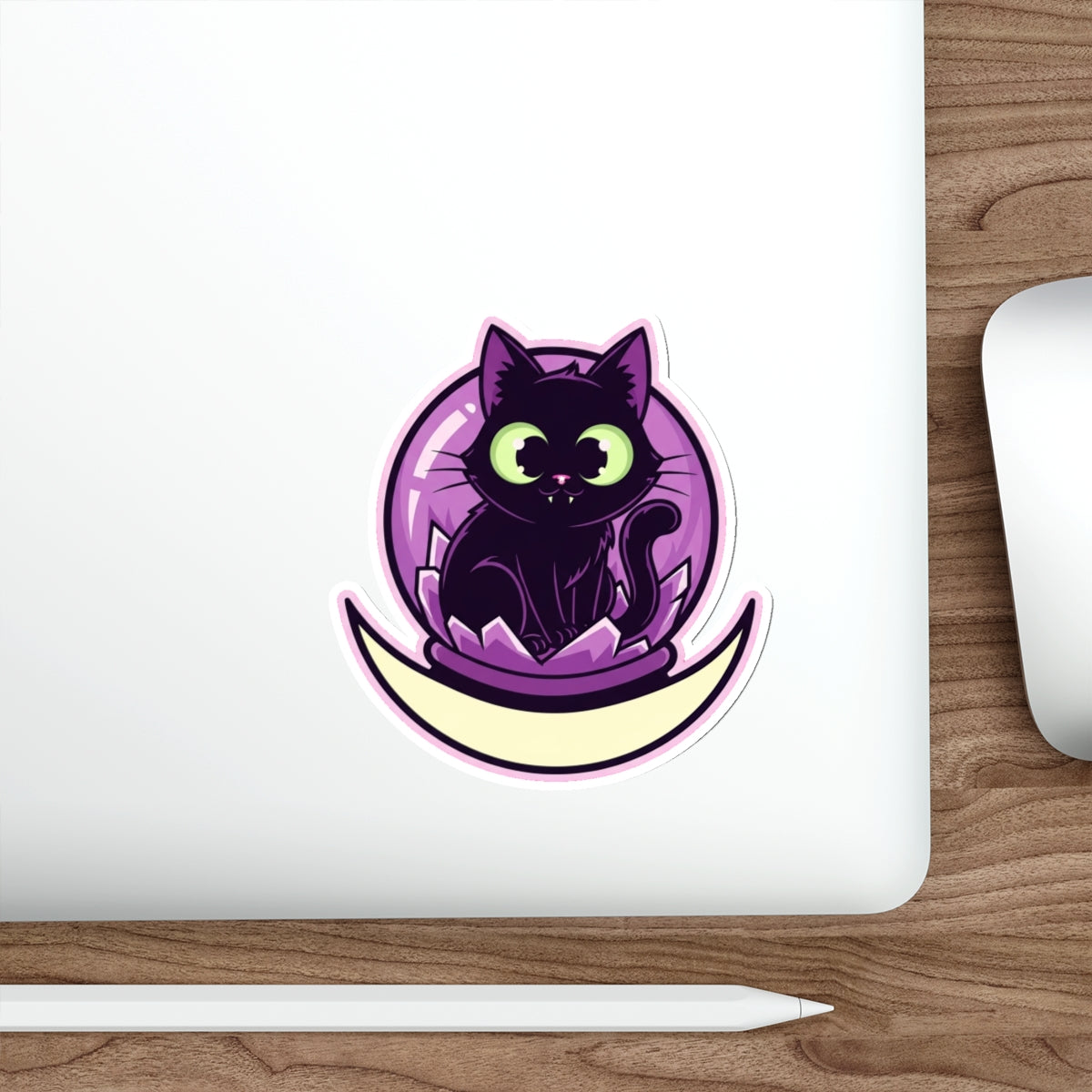 Spooky Cat Lady Sticker | Witchy Black Cat in Crystal Ball Vinyl Decal