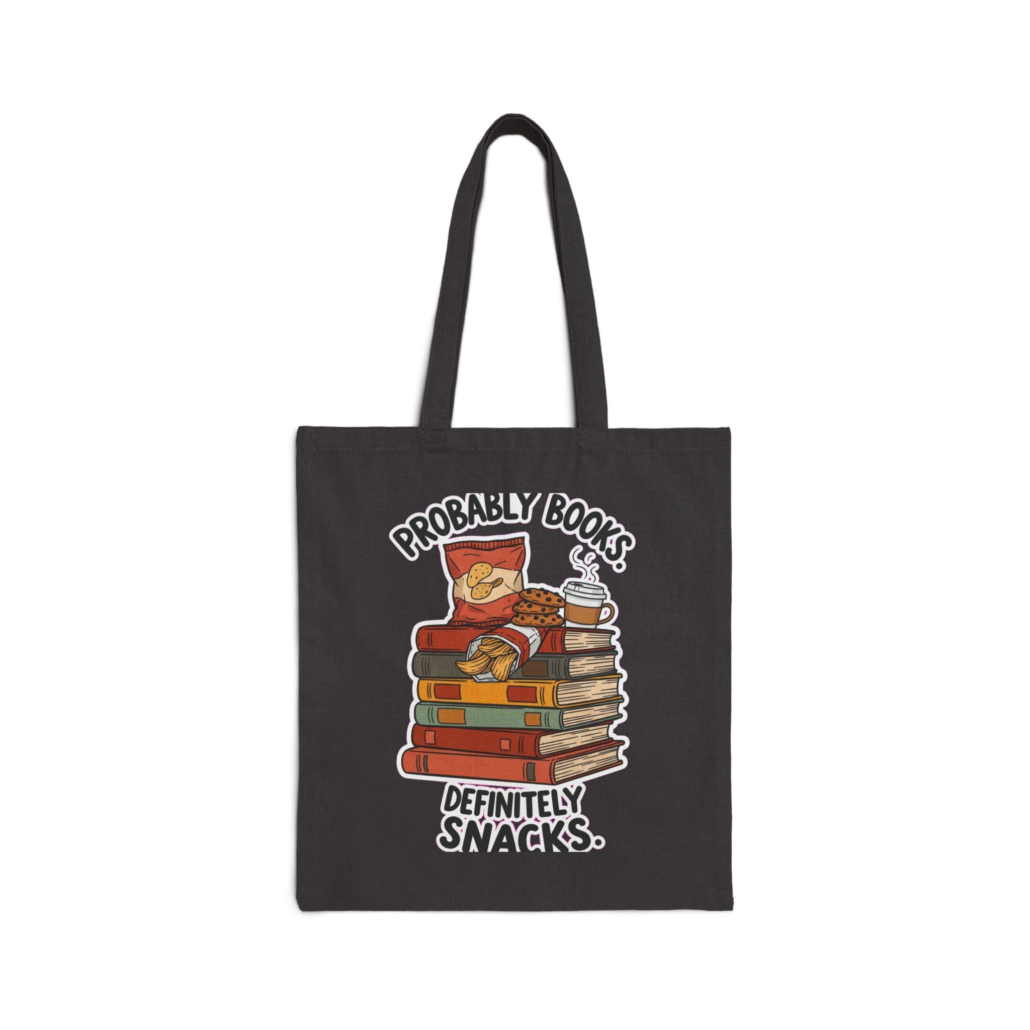 Book Lover Tote Bag - Funny Bookworm Gift with Coffee & Snacks Design