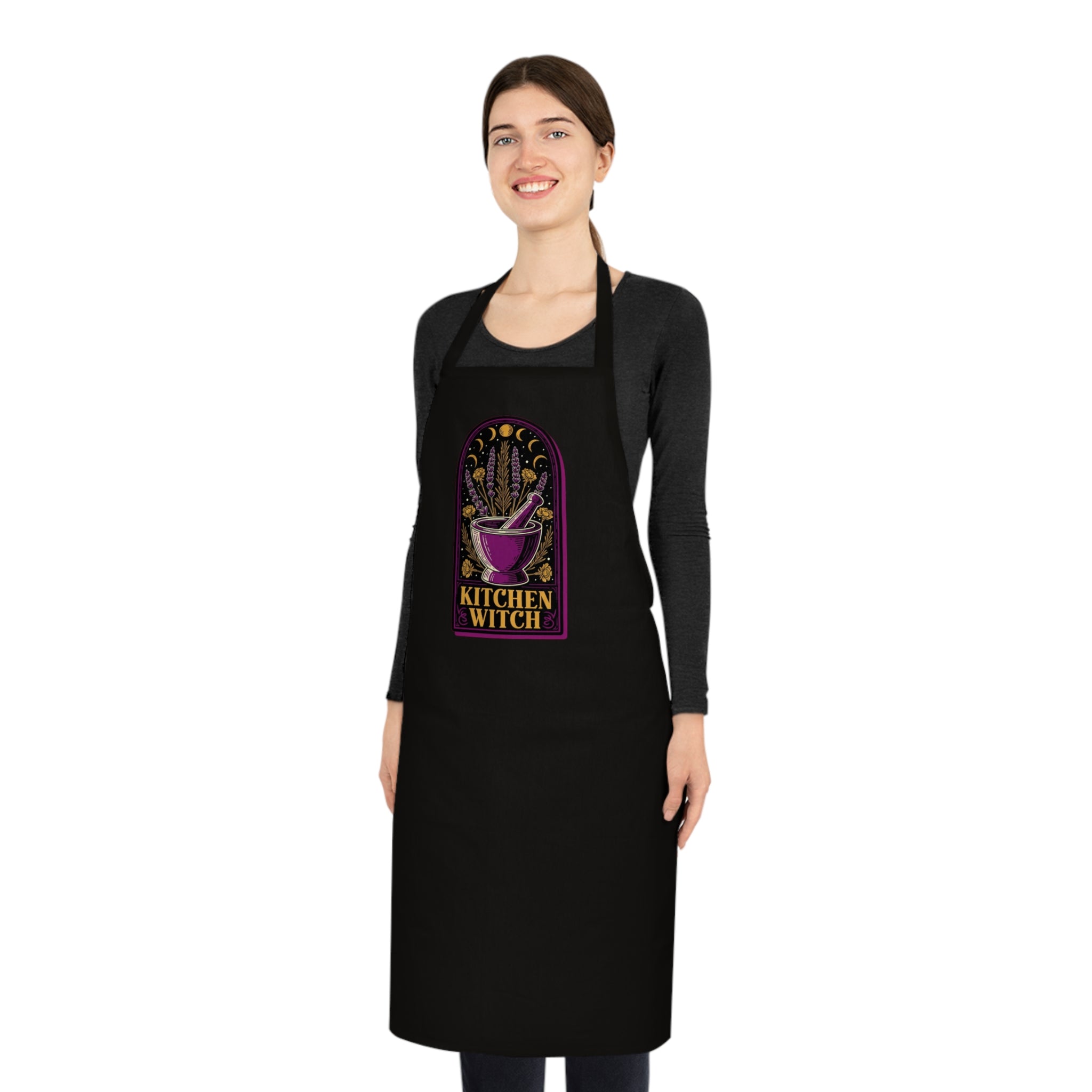 Witchy Baker Cotton Apron | Kitchen Witch Gift | Cauldron Baking Apron