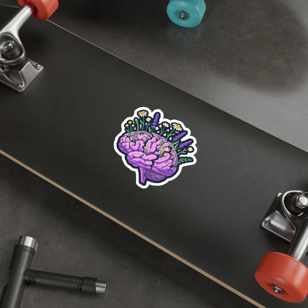 Mental Health Awareness Sticker | Brain with Wildflowers | End the Stigma Decal