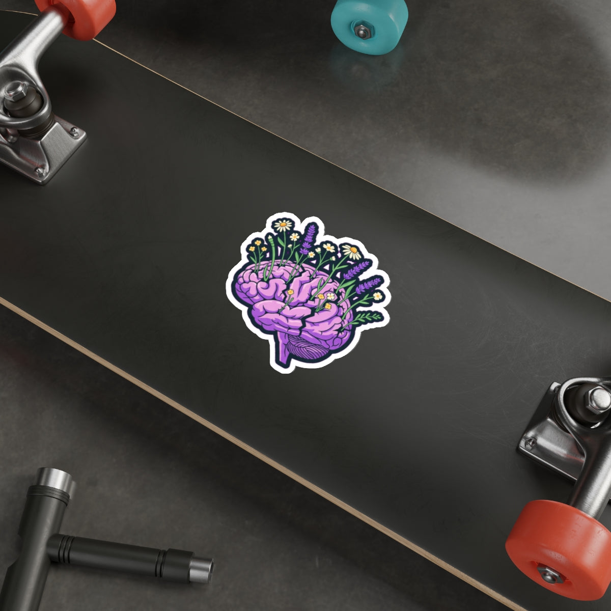 Mental Health Awareness Sticker | Brain with Wildflowers | End the Stigma Decal