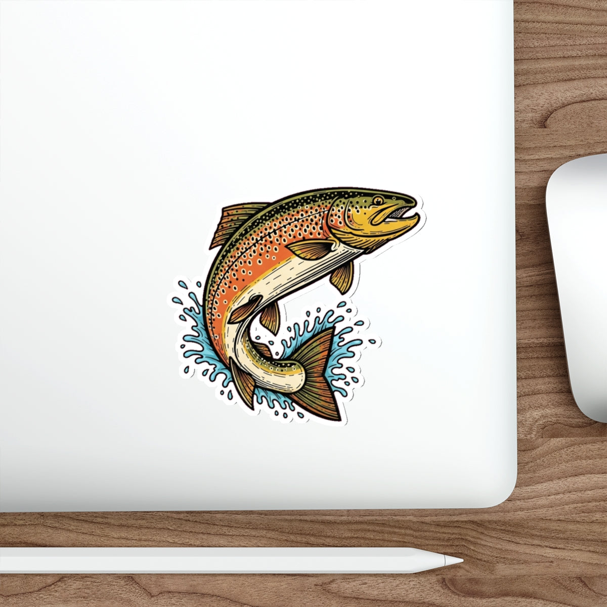 Fly Fishing Trout Sticker | Vintage Brown Trout Vinyl Decal for Anglers