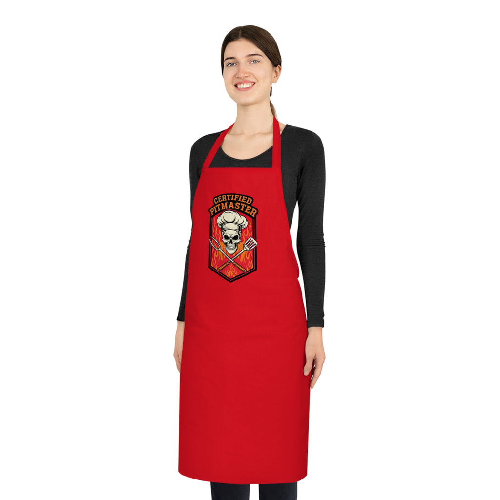 BBQ Pitmaster Dad Apron - Flaming Skull Chef Gift for Grill Masters