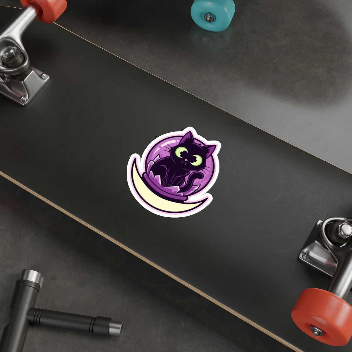 Spooky Cat Lady Sticker | Witchy Black Cat in Crystal Ball Vinyl Decal
