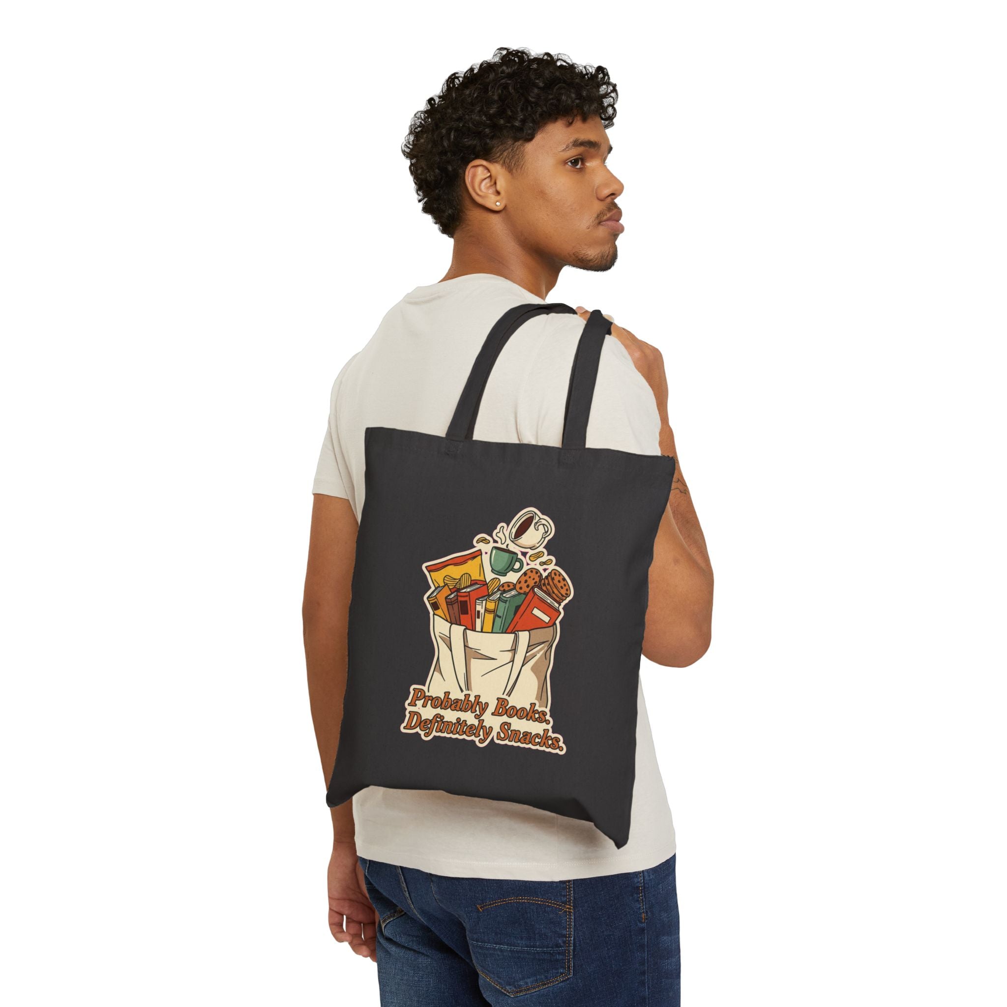 Funny Book Tote Bag for Readers & Snack Addicts - Bookworm Gift