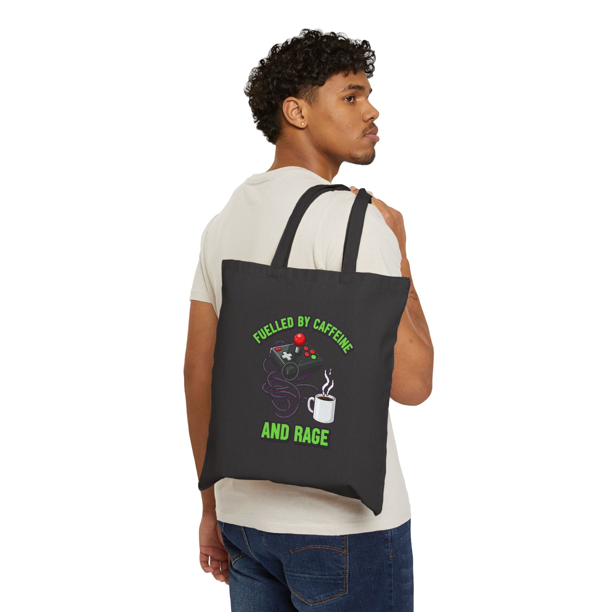 Gamer Coffee Tote Bag | Retro Arcade Joystick Dark Humor Gaming Gift
