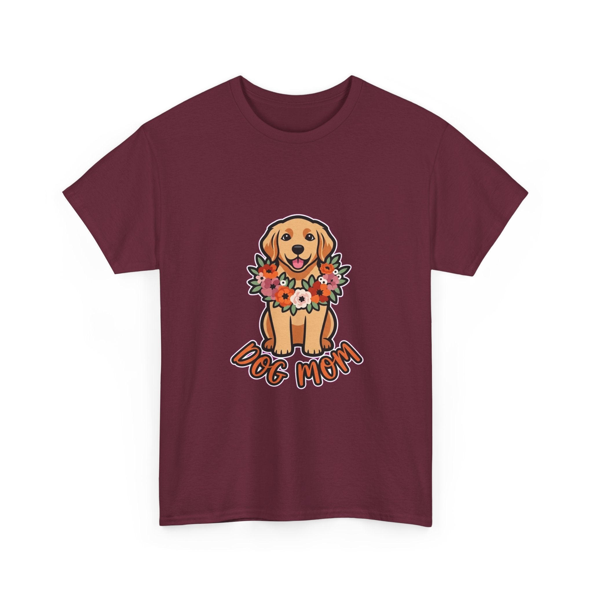 Dog Mom T-Shirt | Golden Retriever Floral Wreath Unisex Tee