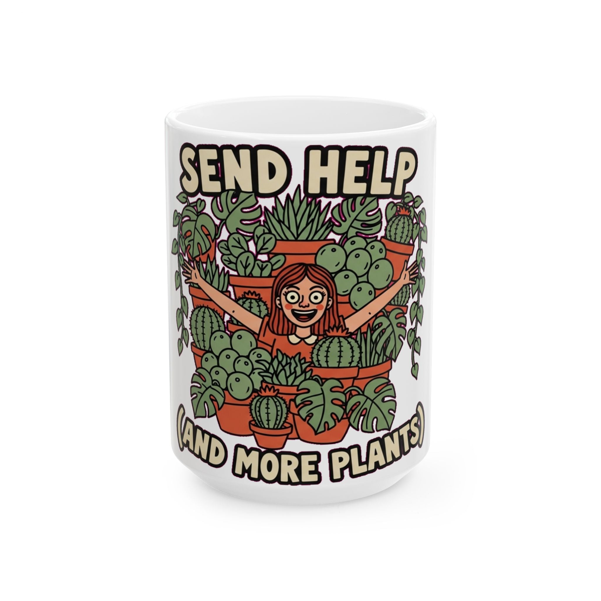 Funny Plant Mom Mug - Crazy Plant Lady Coffee Cup with Folk Art Design
