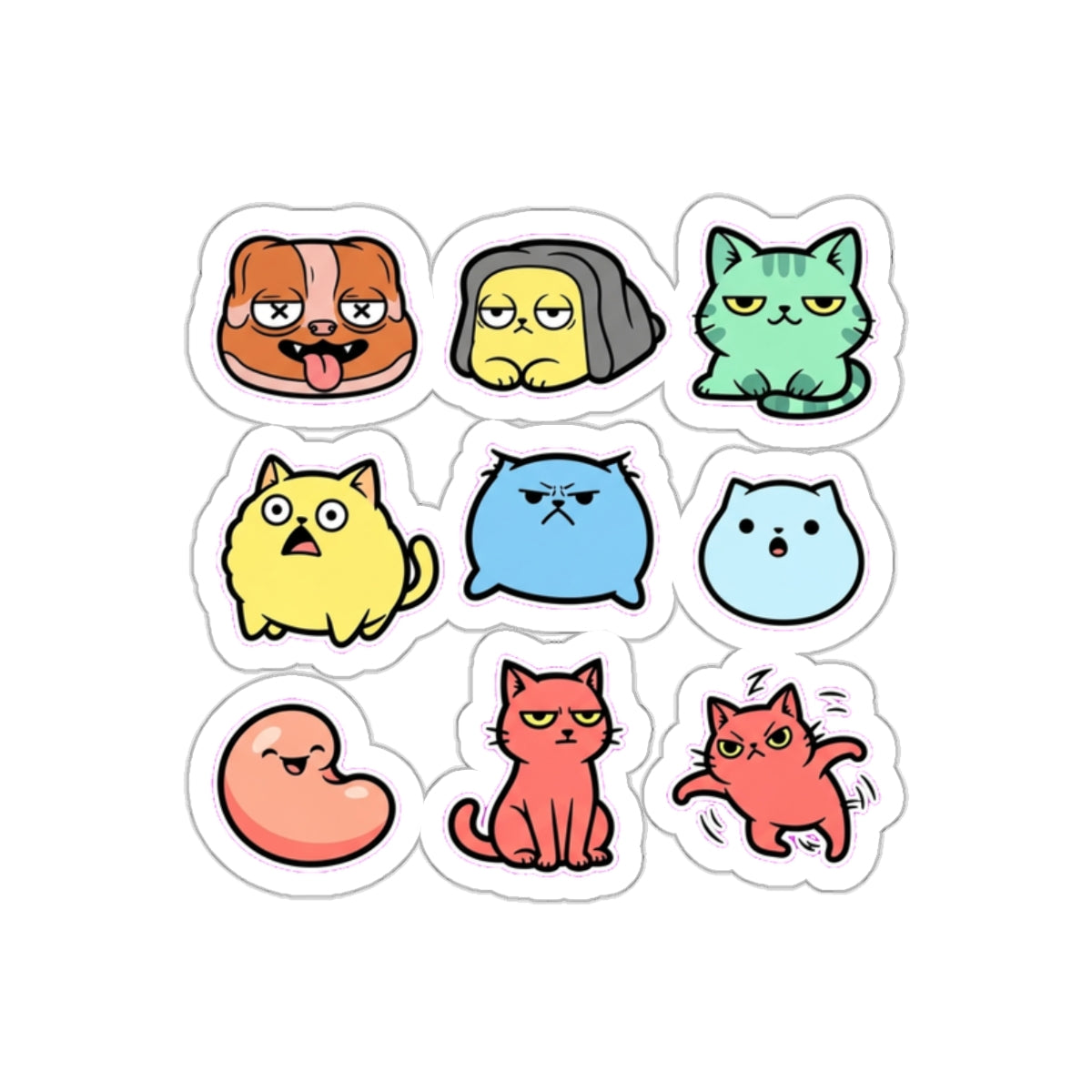 Cat Meme Sticker Pack | 8 Funny Cat Stickers | Waterproof Laptop Decals