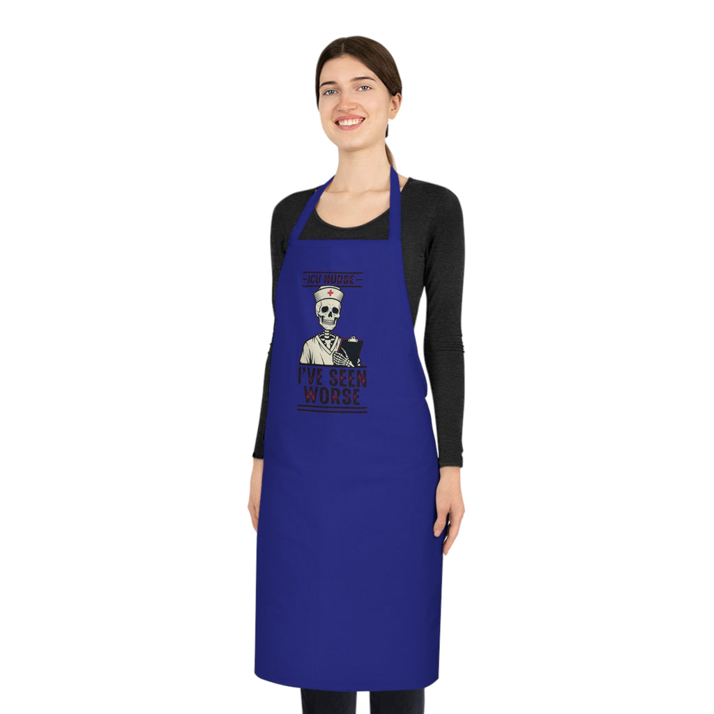 ICU Nurse Dark Humor Apron | Skeleton Nurse Funny Gift for Critical Care