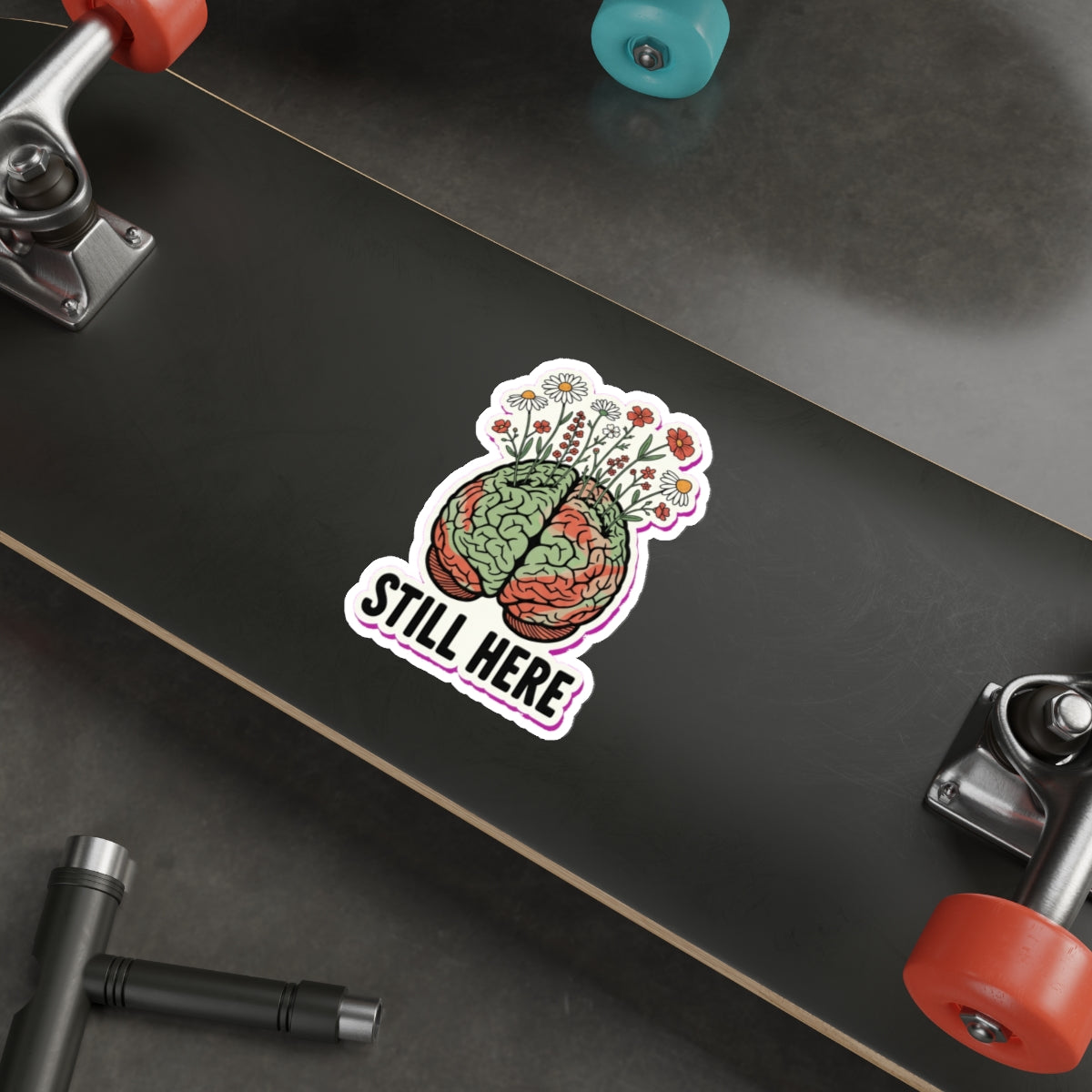 Mental Health Awareness Die-Cut Sticker | Brain & Wildflowers Therapy Decal